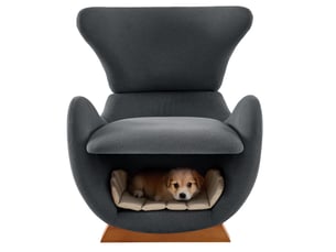 Fauteuil avec niche en tissu anti-griffes, fauteuil design requin baleine gris avec cadre en bois massif, 66x69x76cm.