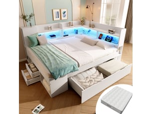Ensemble matelas et sommier 140x200 cm Ressorts ensachés + mousse soutien Ferme épaisseur 20 cm