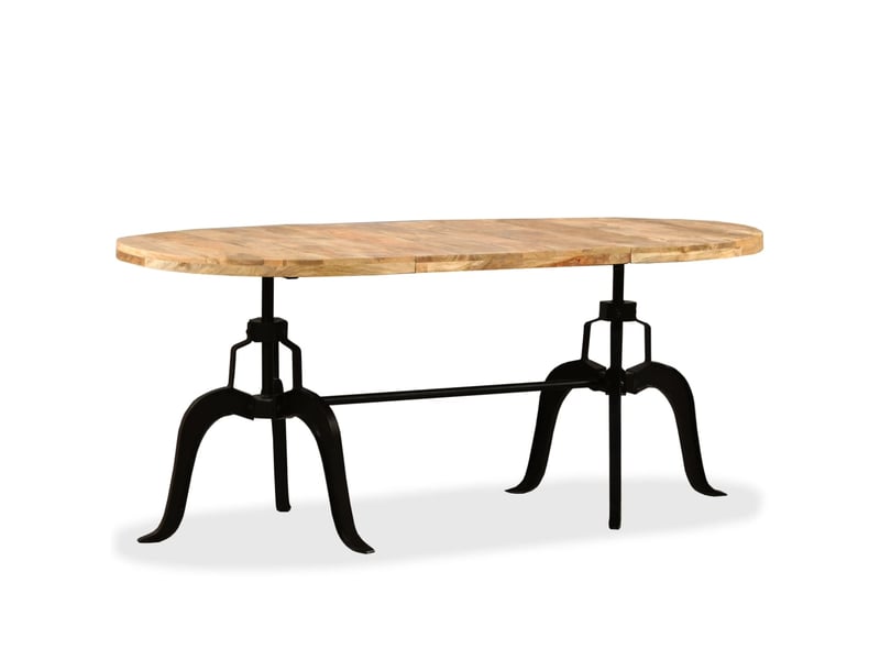  Vidaxl table à manger bois de manguier massif et acier 180 cm  - Conforama D