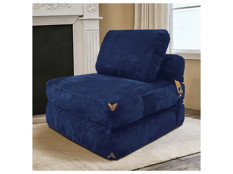  Canapé-lit,87x86x40 cm,1 place avec rangement intégré,flanellette,bleue  - Conforama B