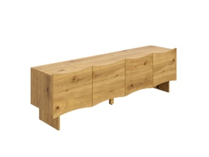 Meuble tv 160cm, design moderne avec motif vagues et rangement 4 portes meuble tv avec rangement