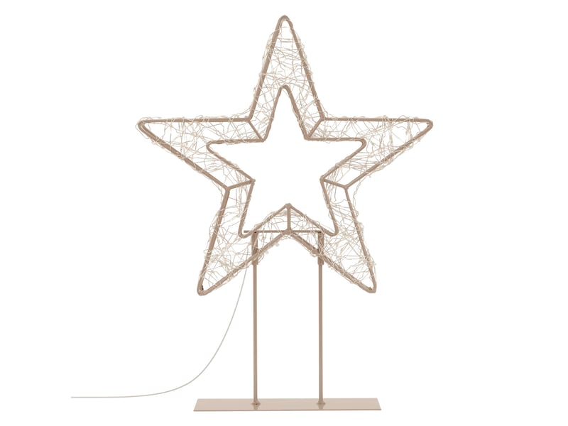  Ecd germany décoration de noël, étoile lumineuse sur pied doré 37 cm, avec 200 led lumière blanc chaud, silhouette décorative avec socle à poser, pour intérieur et extérieur, câble inclus, minuterie ECD Germany GmbH - Conforama A