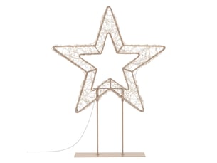 Ecd germany décoration de noël, étoile lumineuse sur pied doré 37 cm, avec 200 led lumière blanc chaud, silhouette décorative avec socle à poser, pour intérieur et extérieur, câble inclus, minuterie