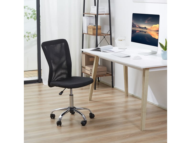  Chaise de bureau ergonomique sans accoudoirs, réglable en hauteur, noire, charge 100 kg  - Conforama B