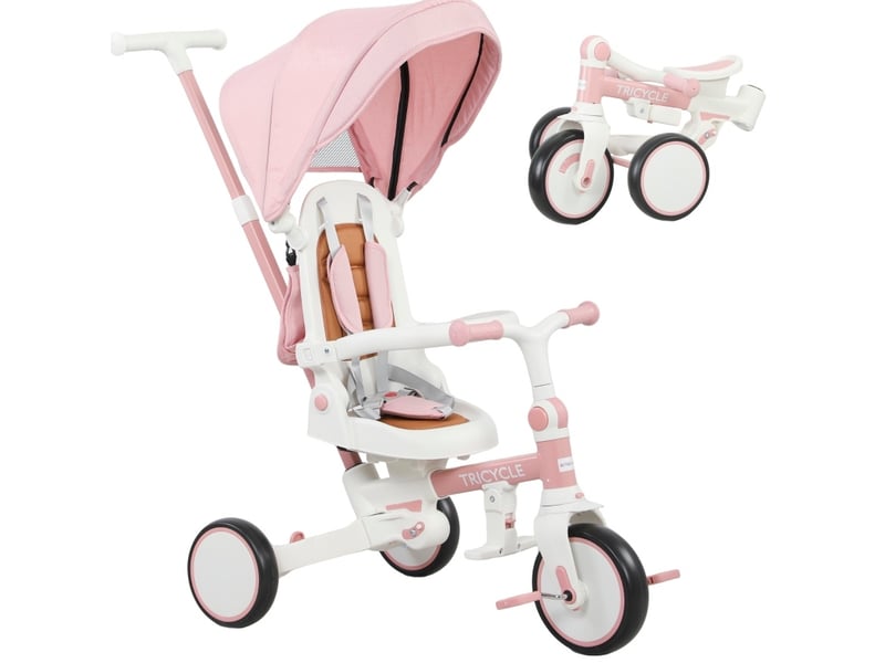  Tricycle enfant 5-en-1 réglable rose  - Conforama A