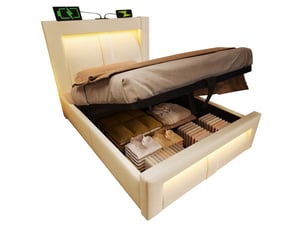 Lit coffre 90x200 cm VIVRYN coloris beige