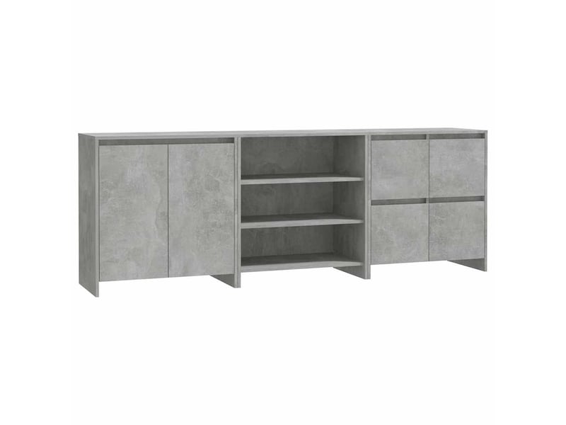  Buffets 3 pcs - bahut - meuble de rangement gris béton bois d'ingénierie  - Conforama A