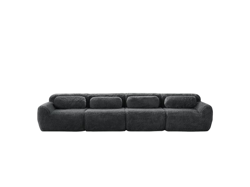  Canapé droit 4 places en tissu bouclette gris, 378 cm, sans structure rigide W3325S00187 - Conforama A
