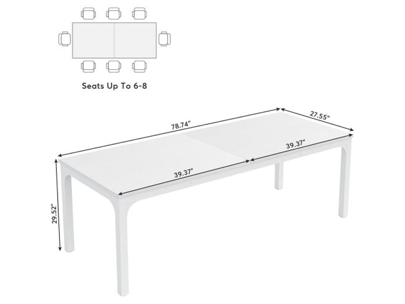  Table de salle à manger rectangulaire pour 6 à 8 personnes, style industriel, pour salle à manger, 200 × 70 × 75 cm  - Conforama D