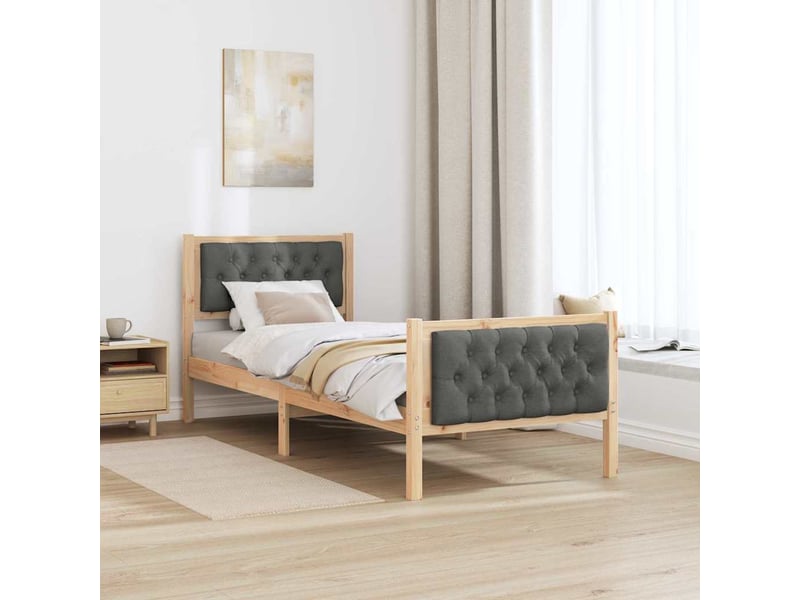  Lit simple- lit adulte -  cadre de lit avec tête de lit gris foncé 80 x 200 cm pin massif  - Conforama C