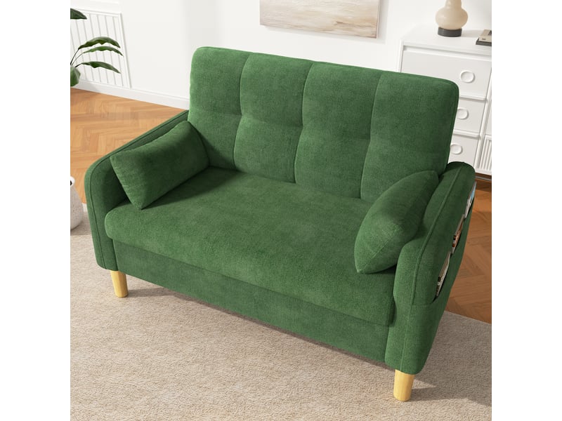  Canapé droit fixe 2 places tissu vert  - Conforama E
