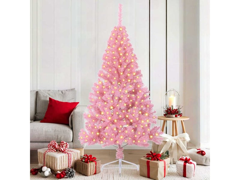 Sapin de noël, arbre de noël artificiel pré-éclairé rose 180 cm pvc cf61374 - Conforama B