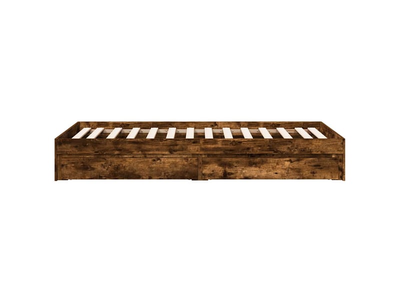 Lit simple- lit adulte - cadre de lit avec tiroirs sans matelas chêne fumé 100x200 cm - Conforama D