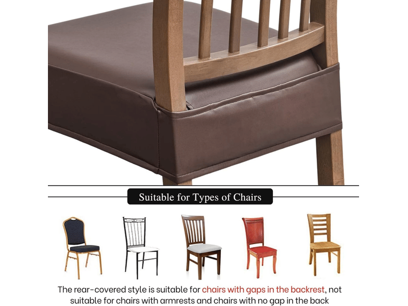  Lot de 4 housses de siège de chaise imperméables, housses de chaise en cuir pu, amovibles et lavables, marron  - Conforama D