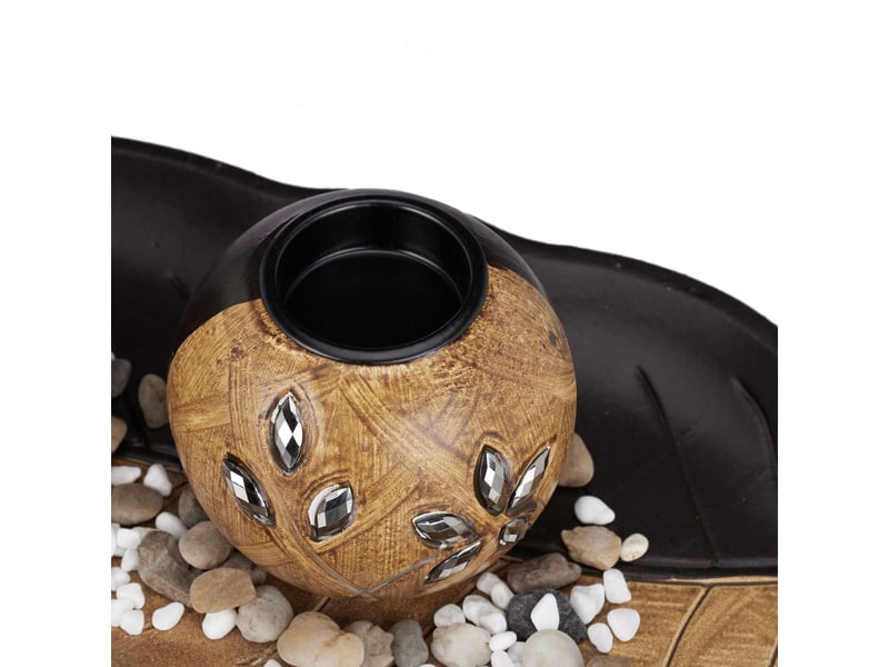  Porte-bougies décoratif pour table à manger 30 x 15 x 15 cm ambiance nature fleurs en bois marron 13_0003872  - Conforama D