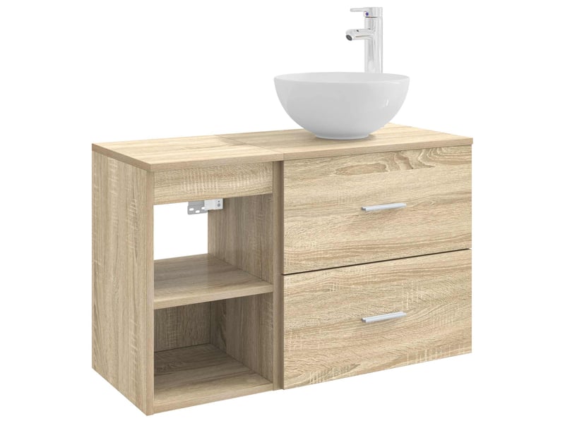 Ensemble de mobilier de salle de bain 2 pc chêne sonoma cf64120 - Conforama A