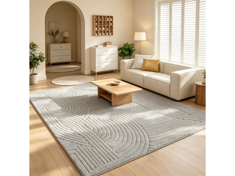  Tapis de salon 230 × 160 cm à poils longs, épais, doux, antidérapant, motif géométrique  - Conforama B