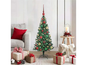 Sapin de noël artificiel, arbre de noël pré-éclairé vert 120 cm pvc et métal shl615