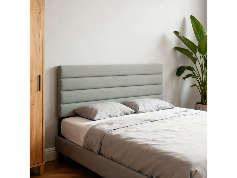  Tête de lit matelassée hauteur réglable 3 niveaux dim. L.140 x p.10 x h.106116126 cm tissu gris  - Conforama B