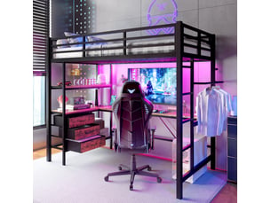 Lit mezzanine 90x200 cm MIVRAY coloris noir