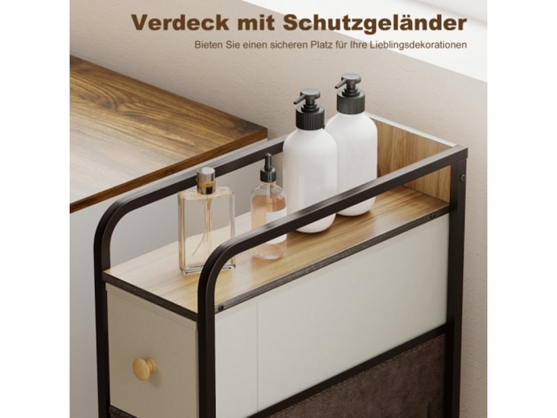  Commode multicolore 4 tiroirs en tissu avec cadre acier 20x47x84,5 cm, meuble de rangement  - Conforama E