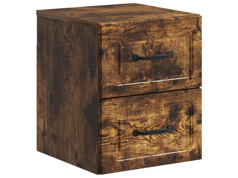 Table de chevet - cabinet de chevet - table de nuit mural chêne fumé 34,5 x 33 x 40 cm - Conforama A