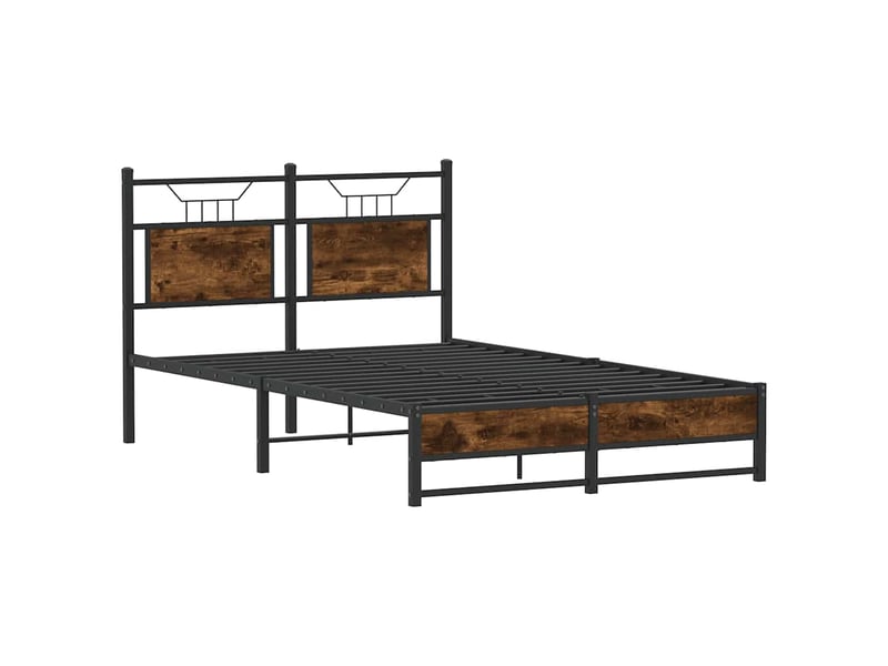  Lit double- lit adulte -  cadre de lit sans matelas chêne fumé 120x190 cm bois ingénierie  - Conforama D