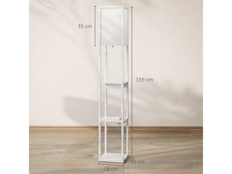  Lampadaire 26x26x159 cm à 3 niveaux de rangement mdf blanc  - Conforama C