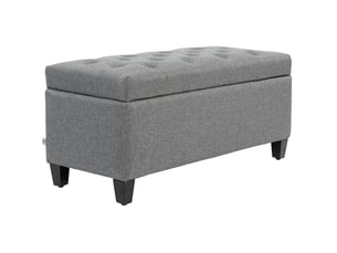 Banc coffre 100x40x44 cm, banc de lit, pieds antidérapants, assise confortable, polyester et métal, pour salon, gris