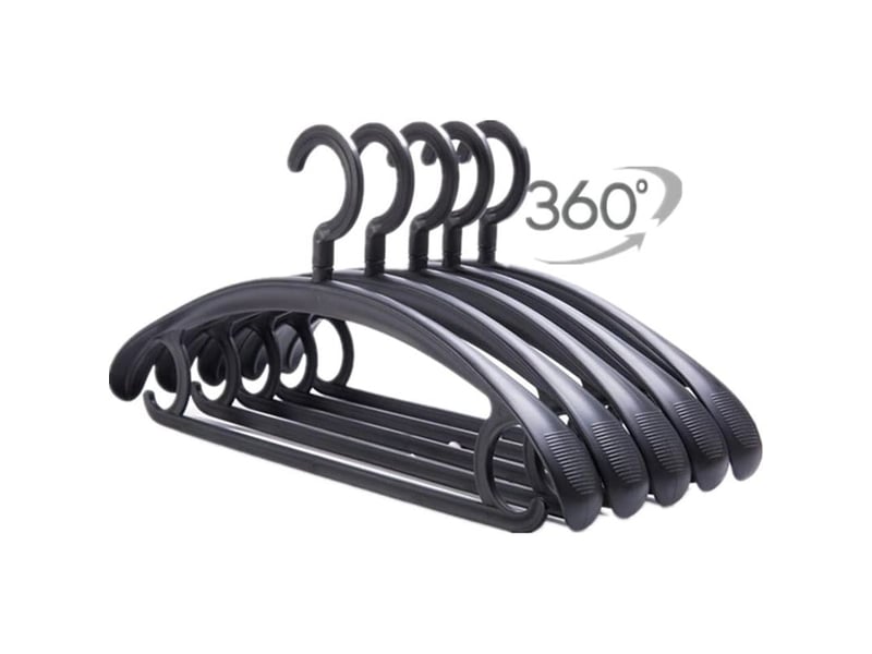  Paquet de 10 cintres en plastique robustes capacité de 25lb crochet pivotant cintre à vêtements large épaule antidérapant épais cintre noir  - Conforama A