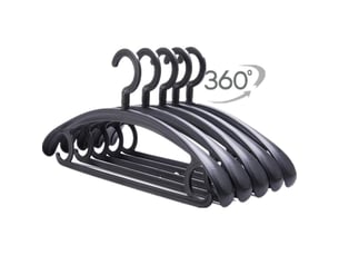Paquet de 10 cintres en plastique robustes capacité de 25lb crochet pivotant cintre à vêtements large épaule antidérapant épais cintre noir