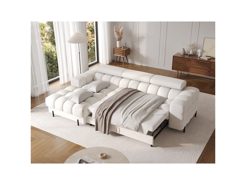 Canapé d'angle gauche convertible blanc style épuré 285x99x181cm filtro - Conforama B