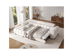 Canapé d'angle gauche convertible blanc style épuré 285x99x181cm filtro