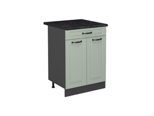 Vicco meuble cuisine, mint campagneanthracite, 60cm avec tiroir plan de travail anthracite