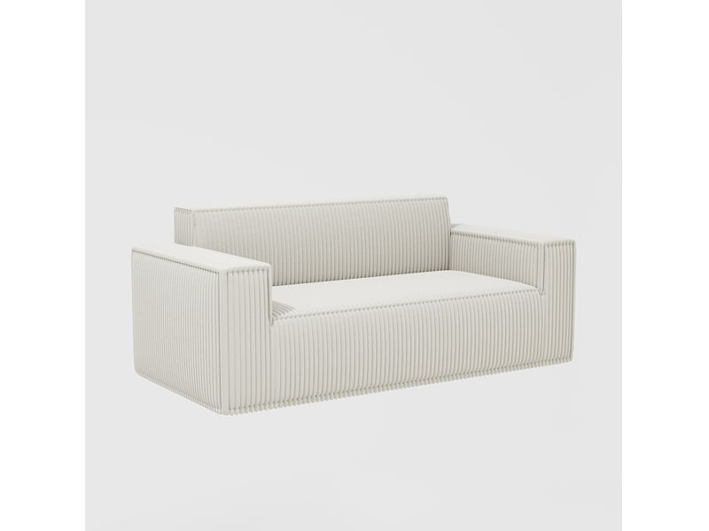  Canapé droit 2 places 178x86x70 cm en velours côtelé blanc cassé  - Conforama R