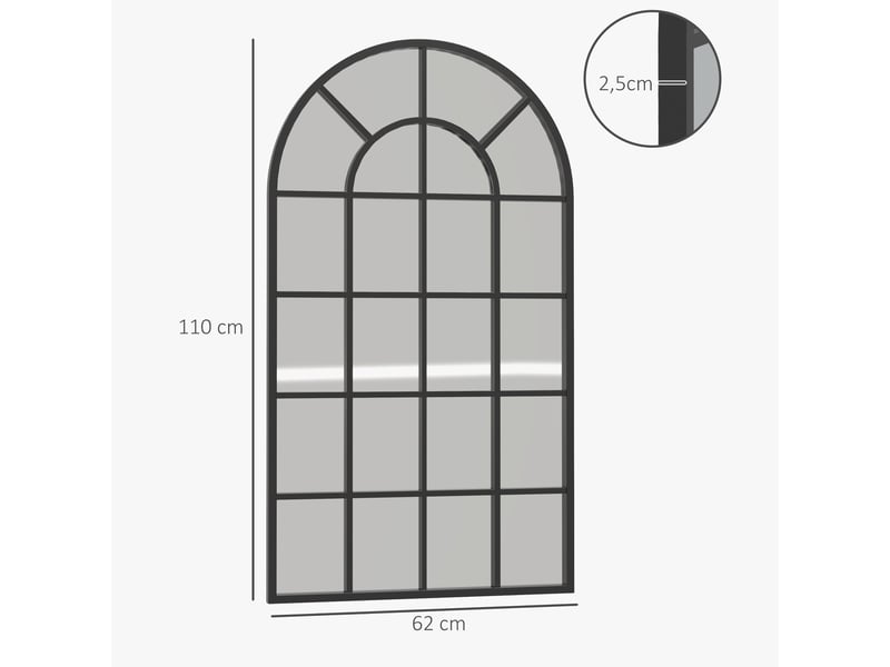  Miroir verrière arche style industriel fenêtre arcade métal noir 110 x 65 cm  - Conforama C