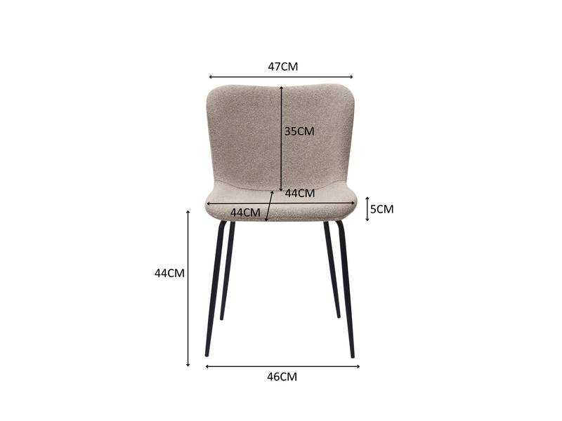 Chaises de salle à manger lot de 2 à dossier haut arrondi - soutien lombaire, tissu et métal kaki - Conforama D