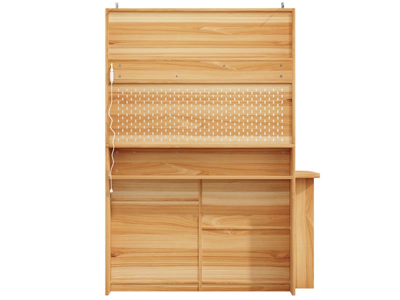 Haut meuble avec bureau et table de bar 137x74x177.7 cm led mdf verre naturel - Conforama D