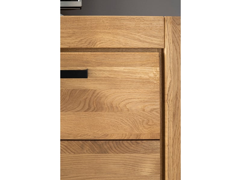 Buffet commode 3 portes 3 tiroirs coloris chêne naturel - longueur 172 × profondeur 40 × hauteur 85 cm - Conforama E