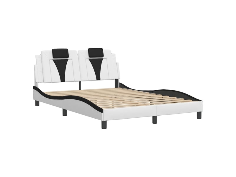  Lit double- lit adulte -  cadre de lit viana avec led sans matelas blanc et noir 140x190 cm  - Conforama B