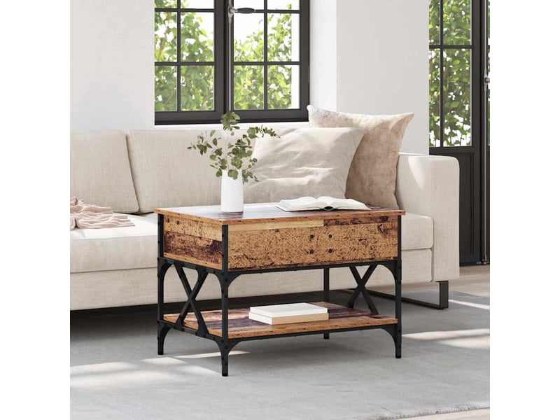 Table basse - table de salon - table à thé bois ancien 70x50x50cm bois d'ingénierie - Conforama B