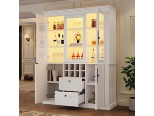 Vitrine coloris blanc 8 étagère(s) KORFEE - 72.35 cmx130 cm