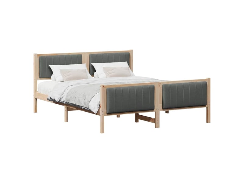  Lit double- lit adulte -  cadre de lit avec tête de lit marron et gris foncé 150 x 200 cm  - Conforama B