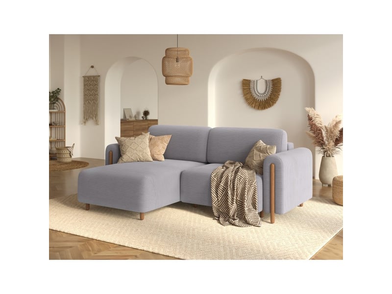 Canapé d'angle convertible arvessa gris clair velours côtelé – angle gauche - Conforama B