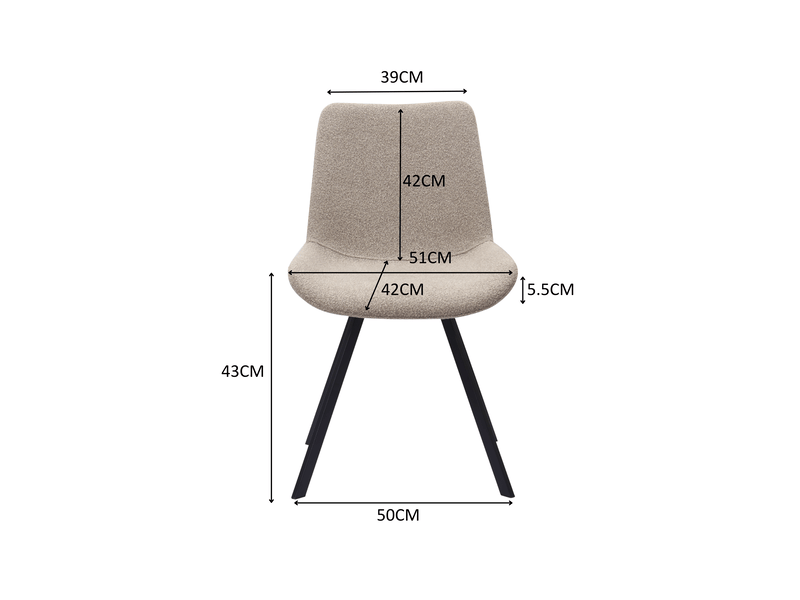 Chaise de salle à manger pivotante à 360° avec dossier ergonomique et pieds métalliques en tissu kaki - Conforama E
