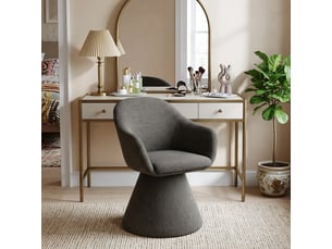 Chaise de salle à manger pivotante 360° design cocon – goeurvant, tissu effet lin, rembourré, gris anthracite