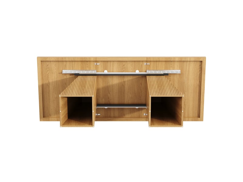 Table à manger rectangulaire extensible 120-160x80x76cm pour 4 à 6 personnes, pieds trapézoïdaux rainurés et patins antidérapants, naturel evarich - Conforama D