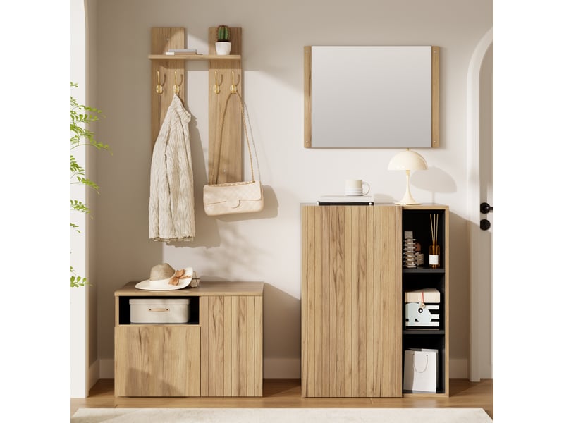 Portemanteau avec banc et rangement 120 x 35 x 123 cm en mdf - Conforama W