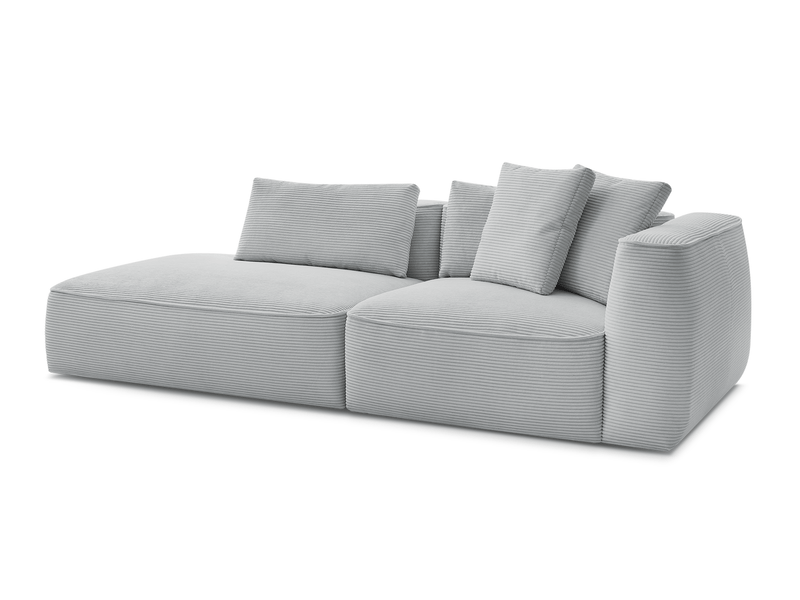 Bobochic canapé droit fixe 3 places leopold velours côtelé gris clair accoudoir droit LEOPOLD - Conforama A