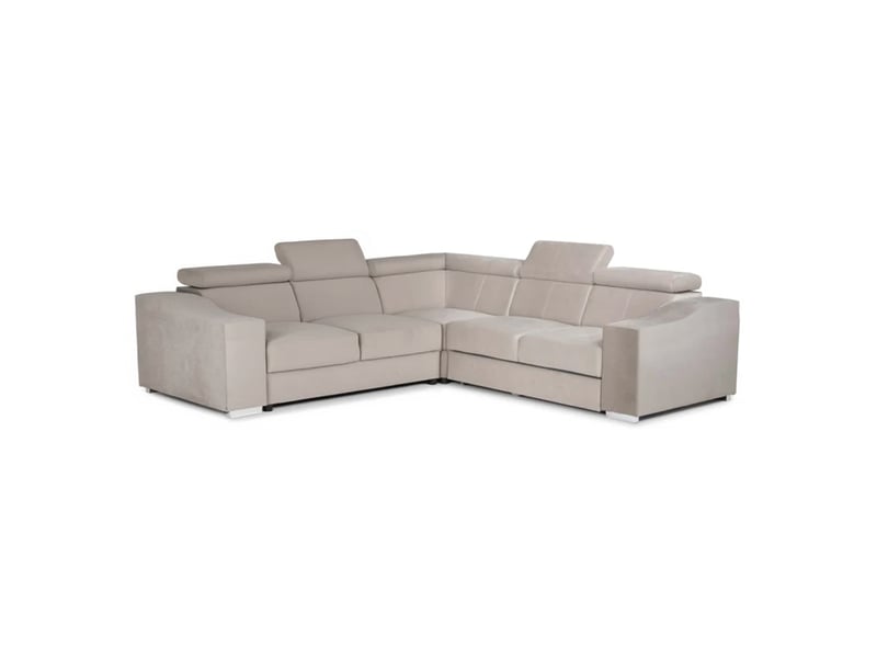  Lucky mini - canapé d’angle convertible réversible en velours beige LUCKY-MINI-BEI - Conforama A